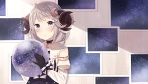 Anime Girl With Horns In The Universe HD Live Wallpaper For PC