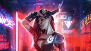 Cyberpunk Girl With Gun HD Live Wallpaper For PC