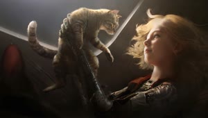 Fantasy Girl Playing With Cat HD Live Wallpaper For PC
