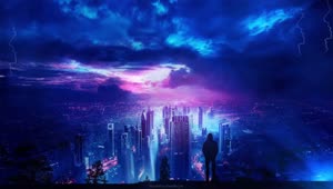 Storm In Cyberpunk City HD Live Wallpaper For PC