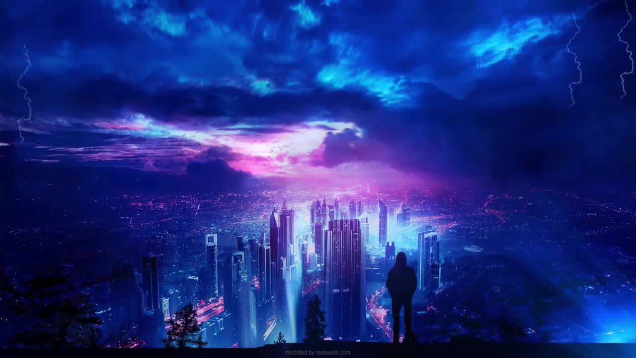 Download Storm In Cyberpunk City HD Live Wallpaper For PC