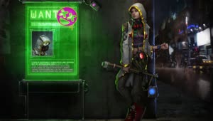 Wanted Cyberpunk Girl HD Live Wallpaper For PC