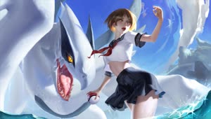 Anime Girl And Lugia Pokemon HD Live Wallpaper For PC