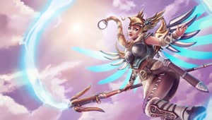 Mercy Valkyrie Flying In The Sky Overwatch HD Live Wallpaper For PC
