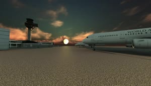 Stock Video 3d airport at sunset PC Live Wallpaper