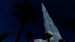 Stock Video 3d animation of the burj khalifa building at night PC Live Wallpaper
