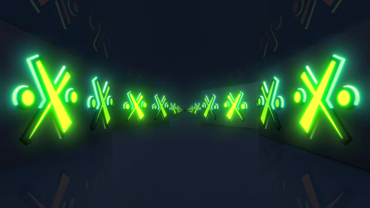 Download Stock Video 3d corridor with neon signs in the walls PC Live Wallpaper