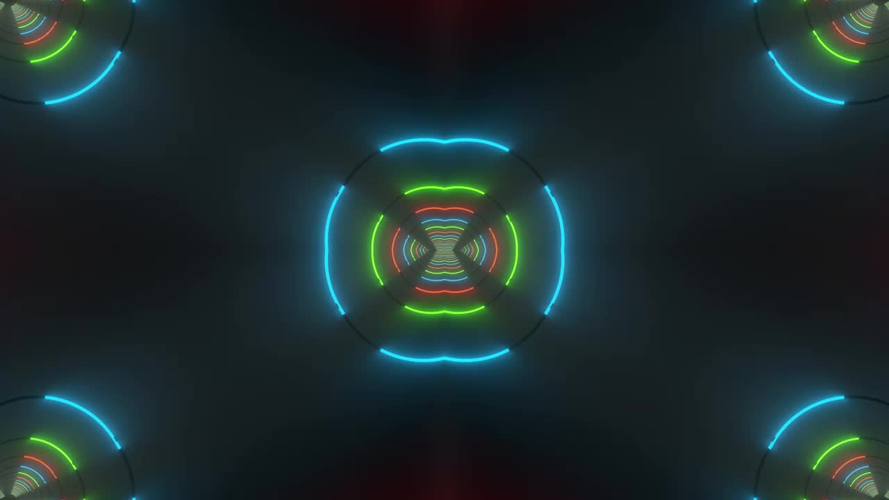Download Stock Video 3d colorful neon lights circle tunnels PC Live Wallpaper