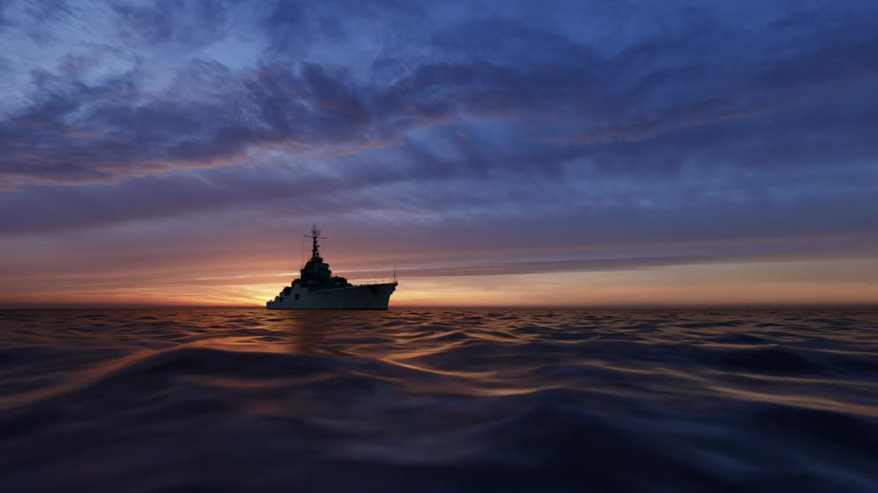 Download Stock Video 3d fishing boat sailing in the sea at sunset PC Live Wallpaper