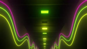 Stock Video 3d hallway walls with wavy lines neon light PC Live Wallpaper