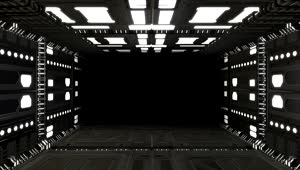 Stock Video 3d rectangular hallway of metal walls with lights PC Live Wallpaper
