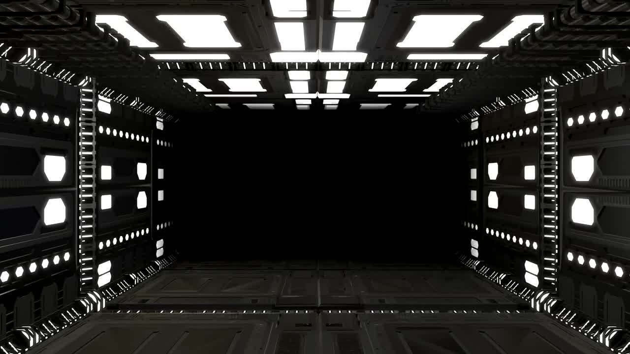 Download Stock Video 3d rectangular hallway of metal walls with lights PC Live Wallpaper