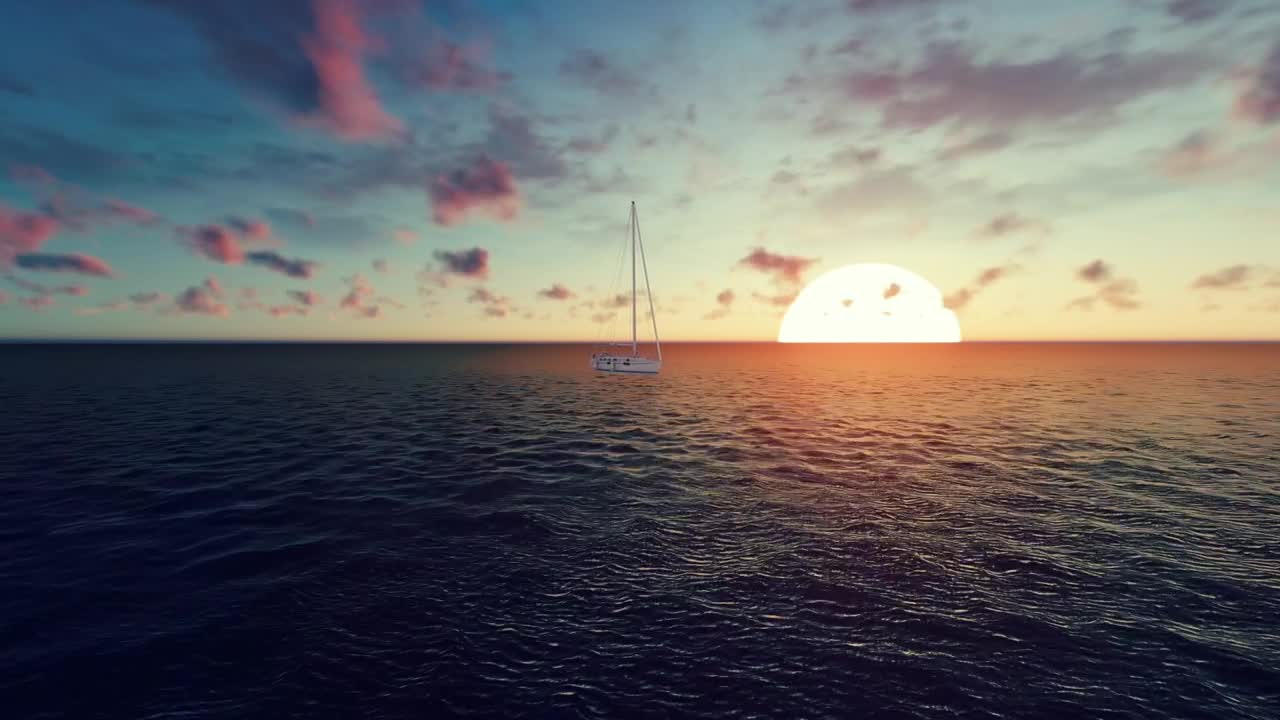 Download Stock Video 3d sailboat sailing in the sea in a sunset PC Live Wallpaper