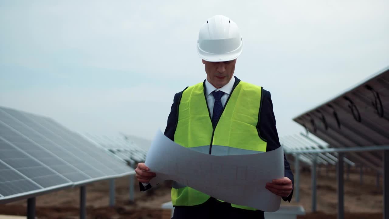 Download Stock Video A Business Man Checking The Blueprint Outdoors Live Wallpaper for PC