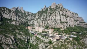 Stock Video Abbey Built Into Montserrat Mountain Live Wallpaper for PC