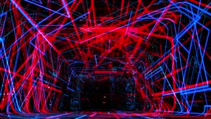Stock Video Abstract Rectangular Tunnel Of Neon Lights Live Wallpaper for PC