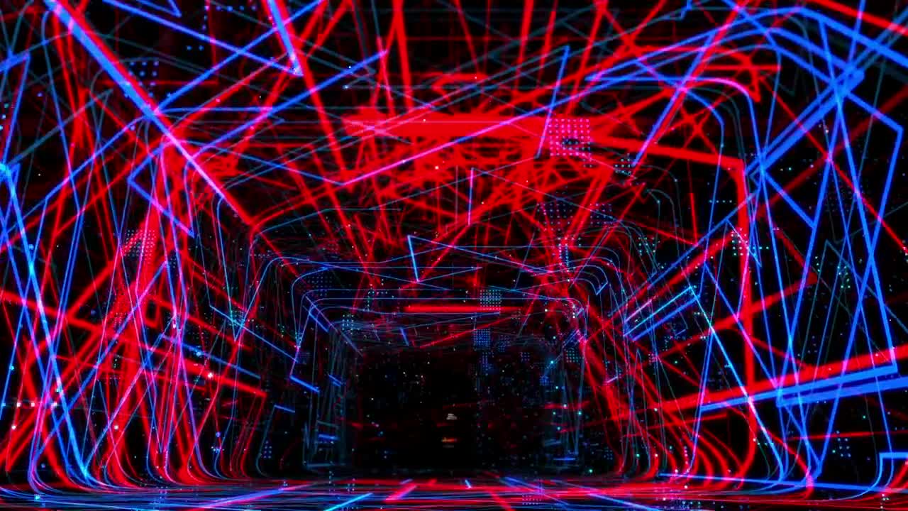 Download Stock Video Abstract Rectangular Tunnel Of Neon Lights Live Wallpaper for PC