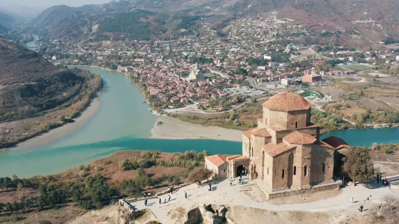 Download Stock Video Aerial Landscape Of A Sunny Town With A River Live Wallpaper for PC