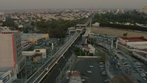 Stock Video Aerial Panorama In A City From A Train Station Live Wallpaper for PC