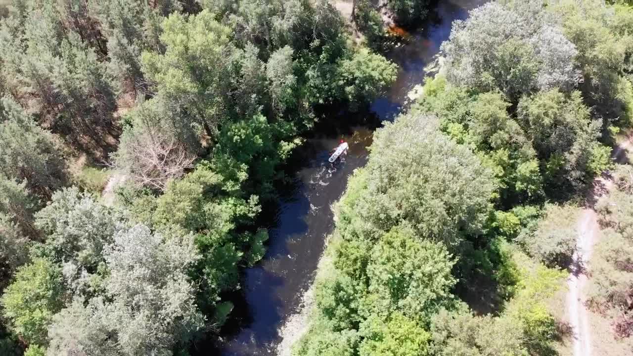 Download Stock Video Aerial Shot Of A Canoe Ride On A River Live Wallpaper for PC