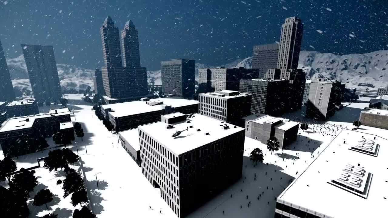 Download Stock Video Aerial Shot Of A City In Winter D Animation Live Wallpaper for PC