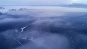 Stock Video Aerial Shot Of A Foggy Winter Landscape Live Wallpaper for PC