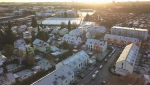 Stock Video Aerial Shot Of A German City During Winter Live Wallpaper for PC