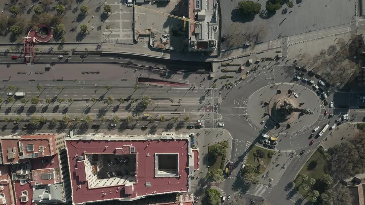 Download Stock Video Aerial Shot Of An Avenue And Roundabout In Barcelona Live Wallpaper for PC