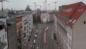 Stock Video Aerial Shot Of Berlin With Buildings Under Construction Live Wallpaper for PC