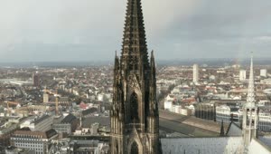 Stock Video Aerial Shot Of The Cologne Cathedral Two Brown Towers Live Wallpaper for PC