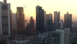 Stock Video Aerial Shot On Frankfurt At Sunrise Live Wallpaper for PC