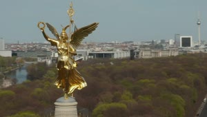 Stock Video Aerial Spinning Shot Of A Statue In A Tower Live Wallpaper for PC
