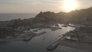 Stock Video Aerial Tour Of A Port At Sunset Live Wallpaper for PC