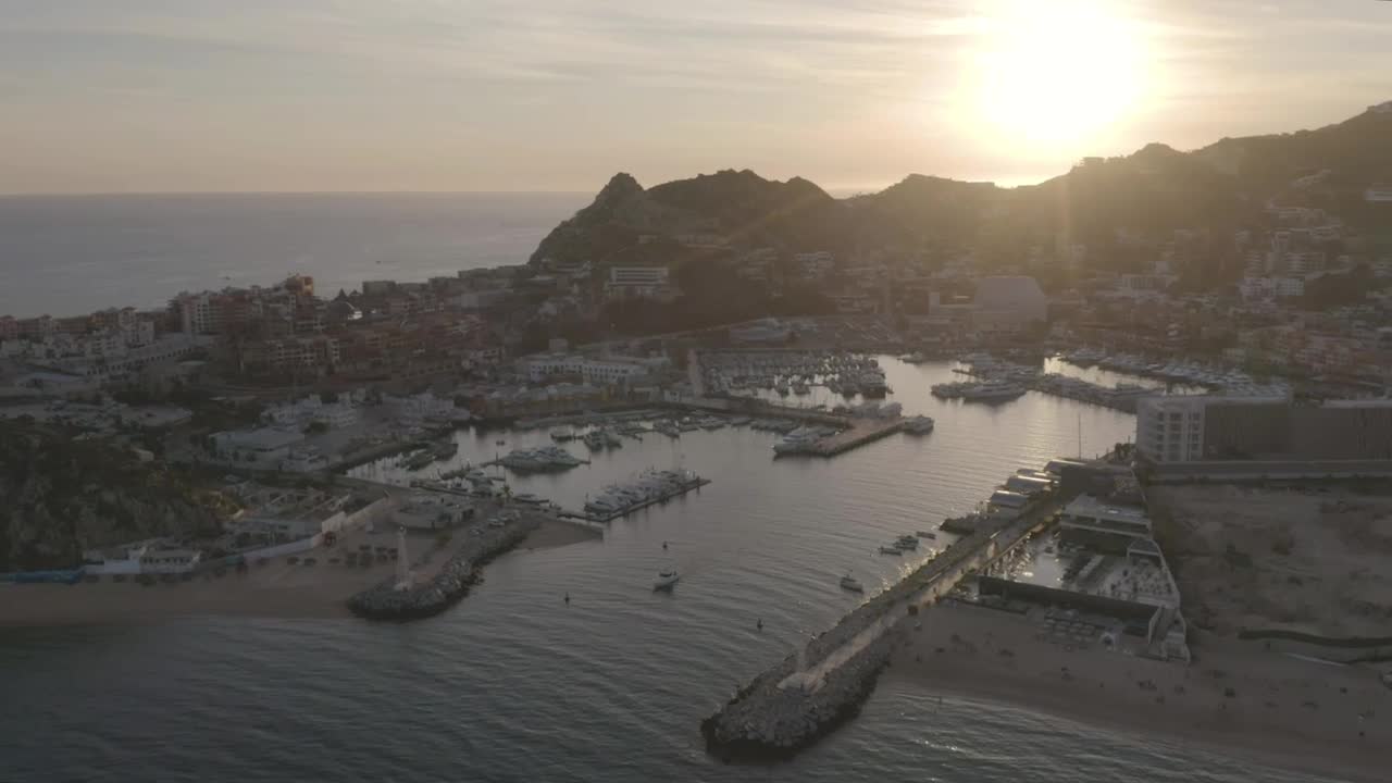 Download Stock Video Aerial Tour Of A Port At Sunset Live Wallpaper for PC