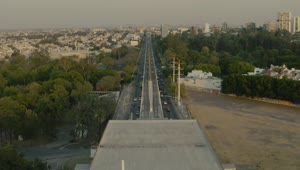 Stock Video Aerial Tour Over The Train Tracks That Cross A City Live Wallpaper for PC