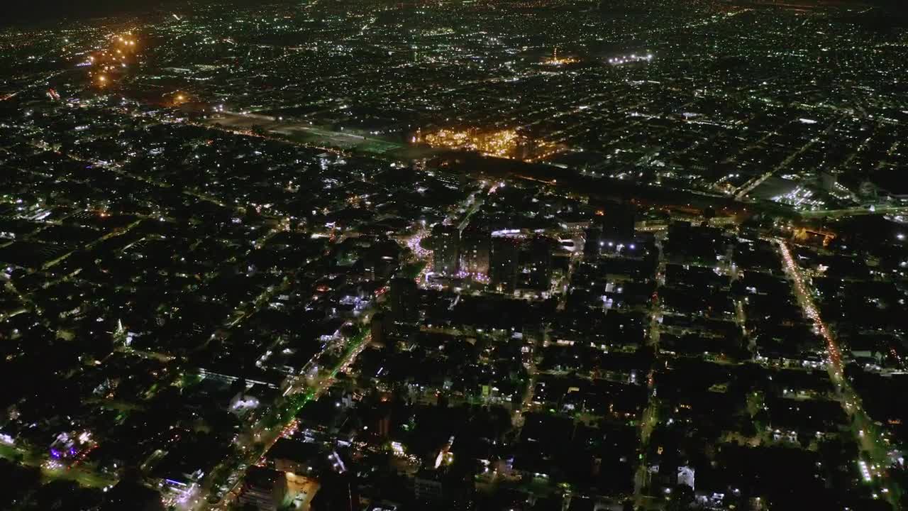 Download Stock Video Aerial View Of A Big City At Night Live Wallpaper for PC