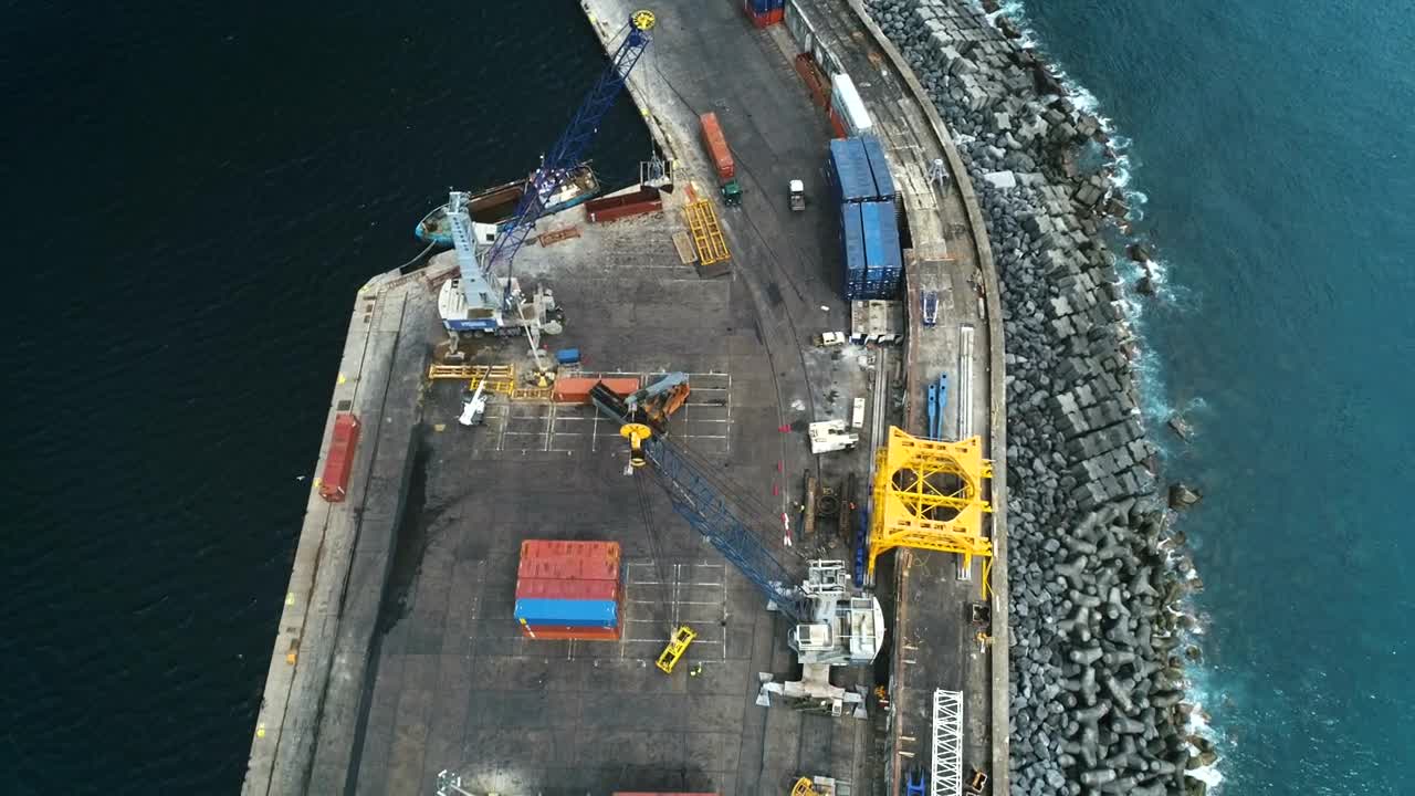 Download Stock Video Aerial View Of A Cargo Port Live Wallpaper for PC
