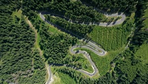 Stock Video Aerial View Of A Curvy Road Through The Forest Live Wallpaper for PC