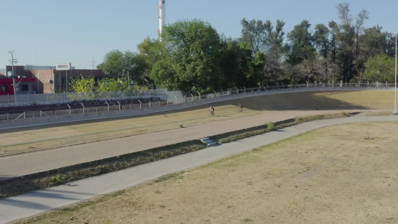 Download Stock Video Aerial View Of A Cycling Track With Some People Live Wallpaper for PC