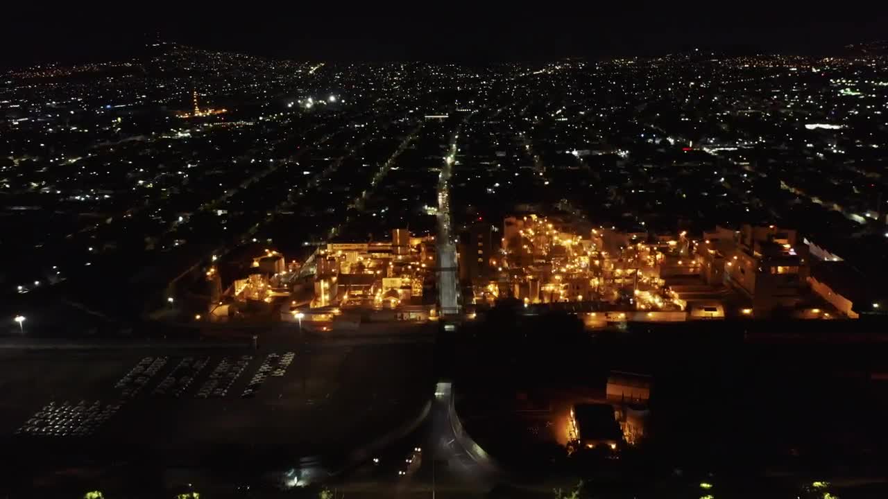 Download Stock Video Aerial View Of A Factory At Night Time Live Wallpaper for PC
