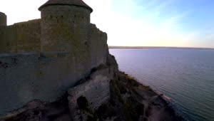 Stock Video Aerial View Of A Fortress By The Sea Live Wallpaper for PC