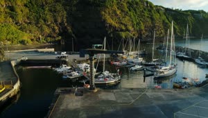 Stock Video Aerial View Of A Marina In The Sunrise Live Wallpaper for PC