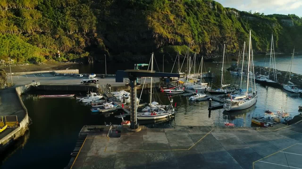 Download Stock Video Aerial View Of A Marina In The Sunrise Live Wallpaper for PC