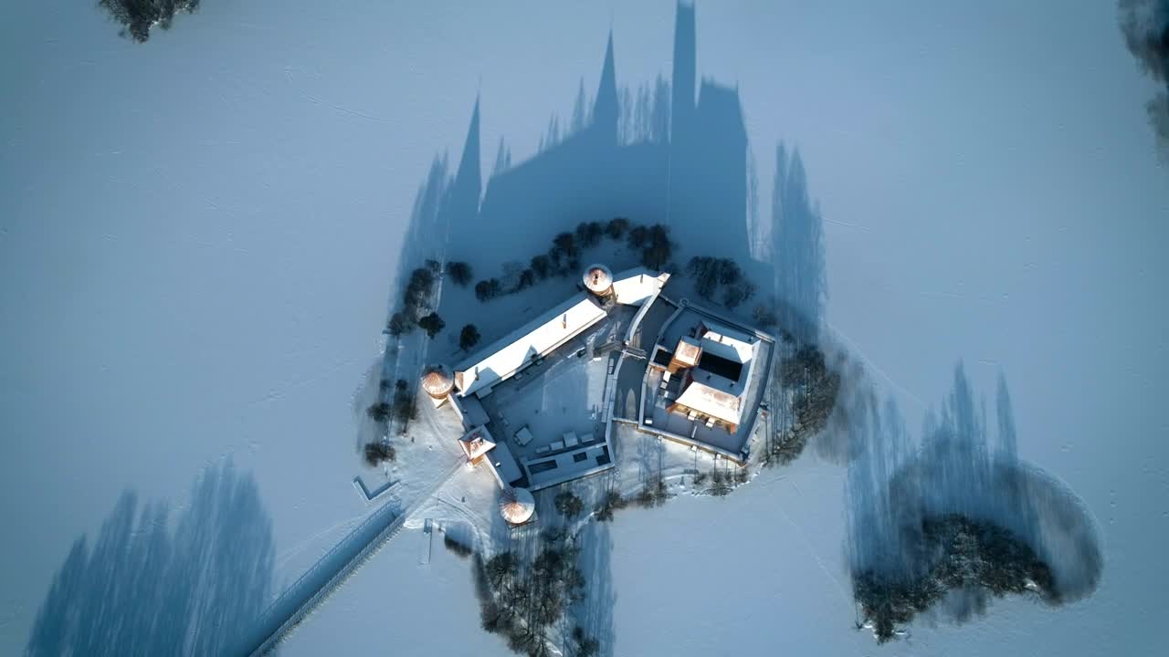 Download Stock Video Aerial View Of A Medieval Castle In The Winter Live Wallpaper for PC