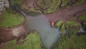 Stock Video Aerial View Of A Muddy Road With A Puddle And Live Wallpaper for PC