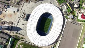 Stock Video Aerial View Of A Soccer Stadium Live Wallpaper for PC