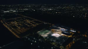 Stock Video Aerial View Of A Sports Center At Night Time Live Wallpaper for PC