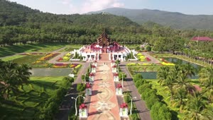 Stock Video Aerial View Of A Temple Between Gardens Live Wallpaper for PC