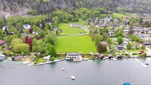 Stock Video Aerial View Of A Village By The Lake Live Wallpaper for PC