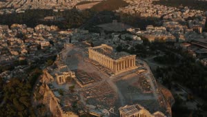 Stock Video Aerial View Of Acropolis In The Center Of Athens Live Wallpaper for PC